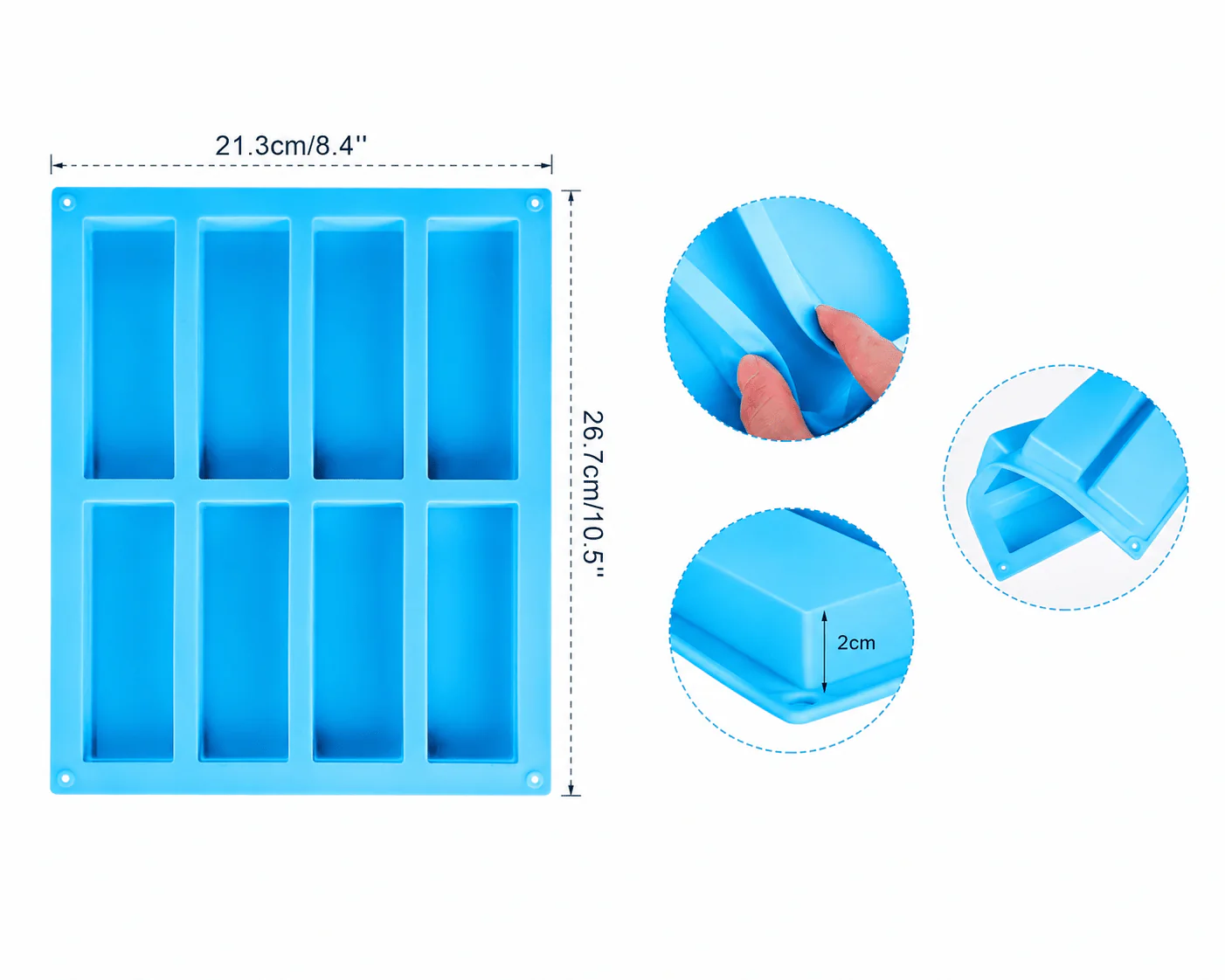 Moule pour 8 barres tendres en silicone BLEU - Image 12
